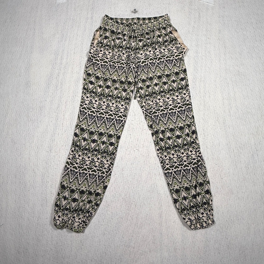 Forever 21 Exclusive Women Green Geometric Tribal Print Jogger Pants Size Small